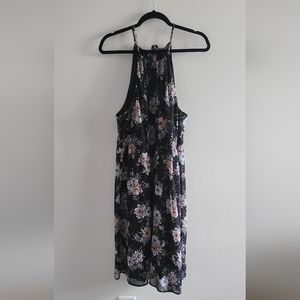 Torrid Black Floral Halter Keyhole Knee Length Dress Size 3X